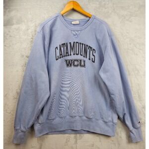 Vintage Champion Reverse Weave WCU Catamounts Sweatshirt Adult Mens XXL Blue